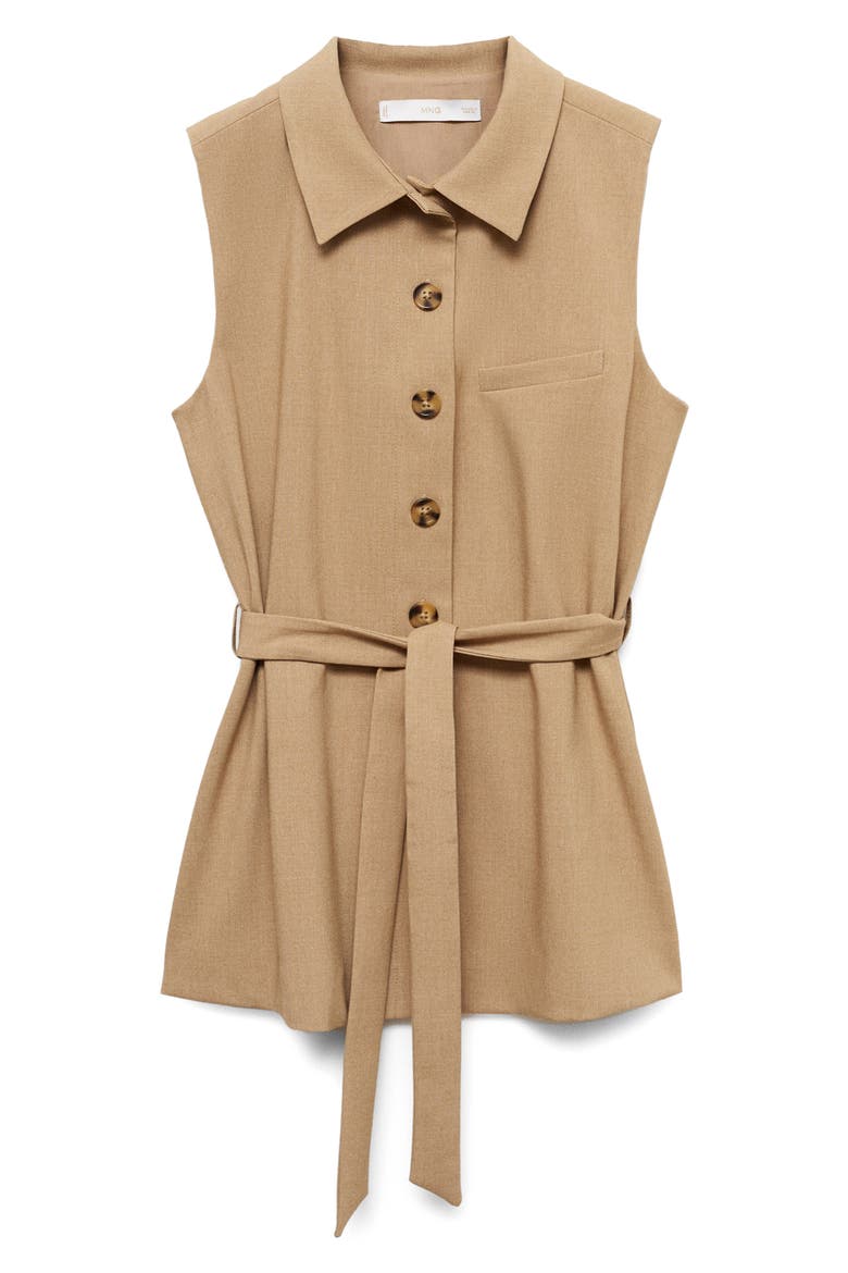 Tie Waist Suit Vest, Alternate, color, BEIGE