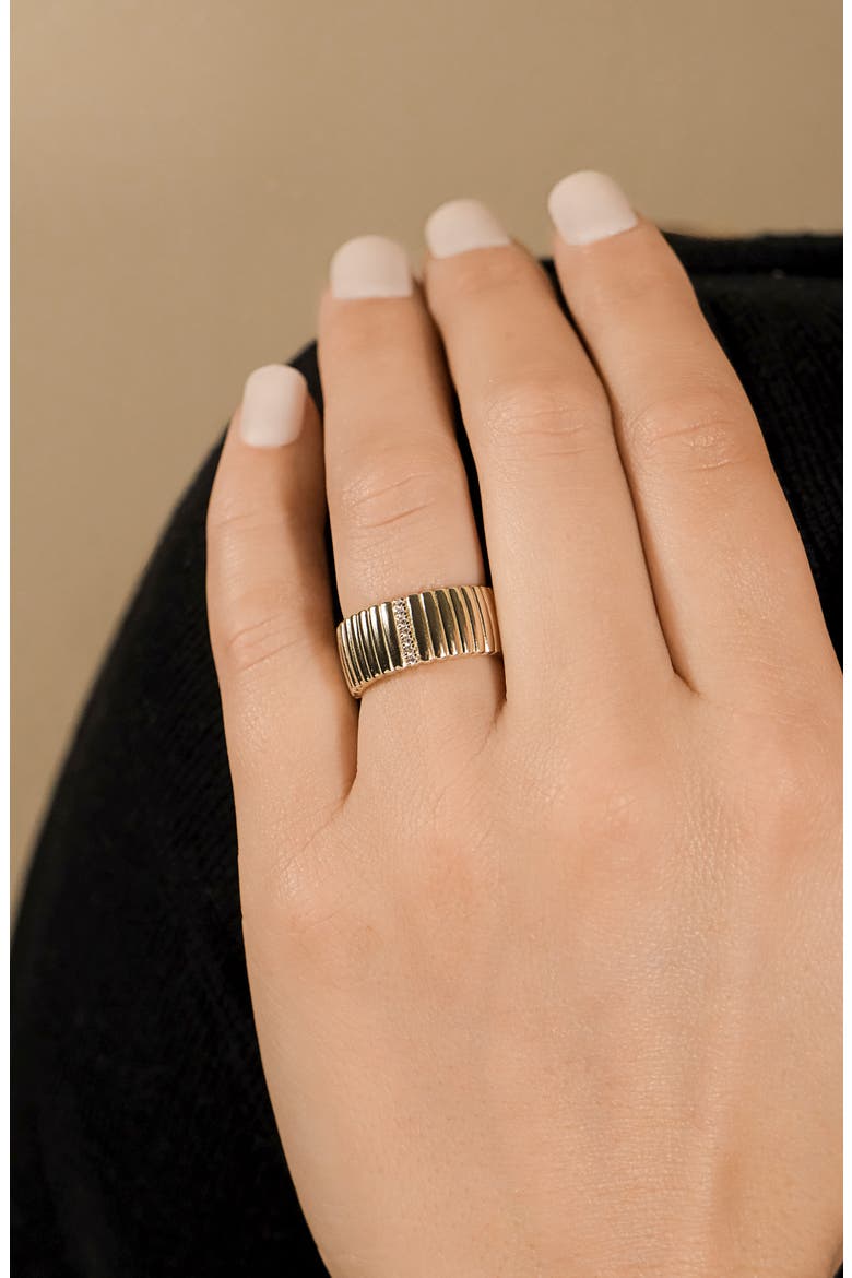 Robyn Ribbed Band Ring, Alternate, color, GOLD