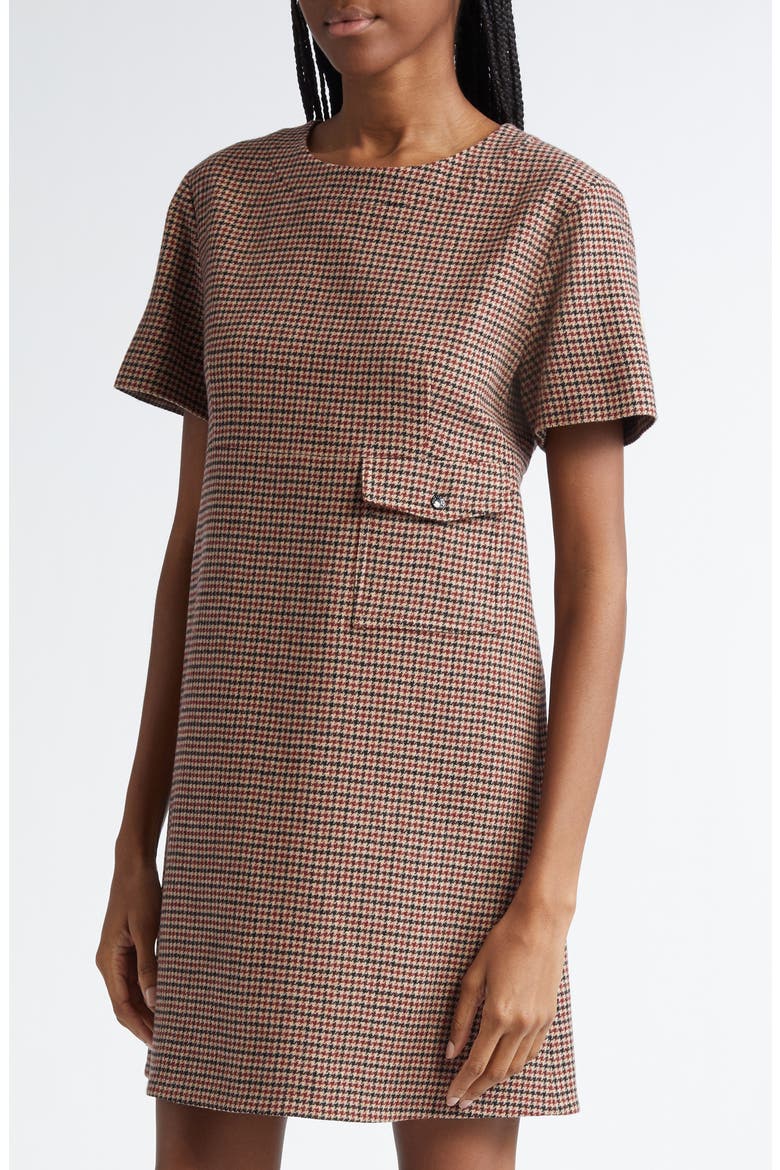 Houndstooth Check Virgin Wool Blend Dress, Alternate, color, BEIGE