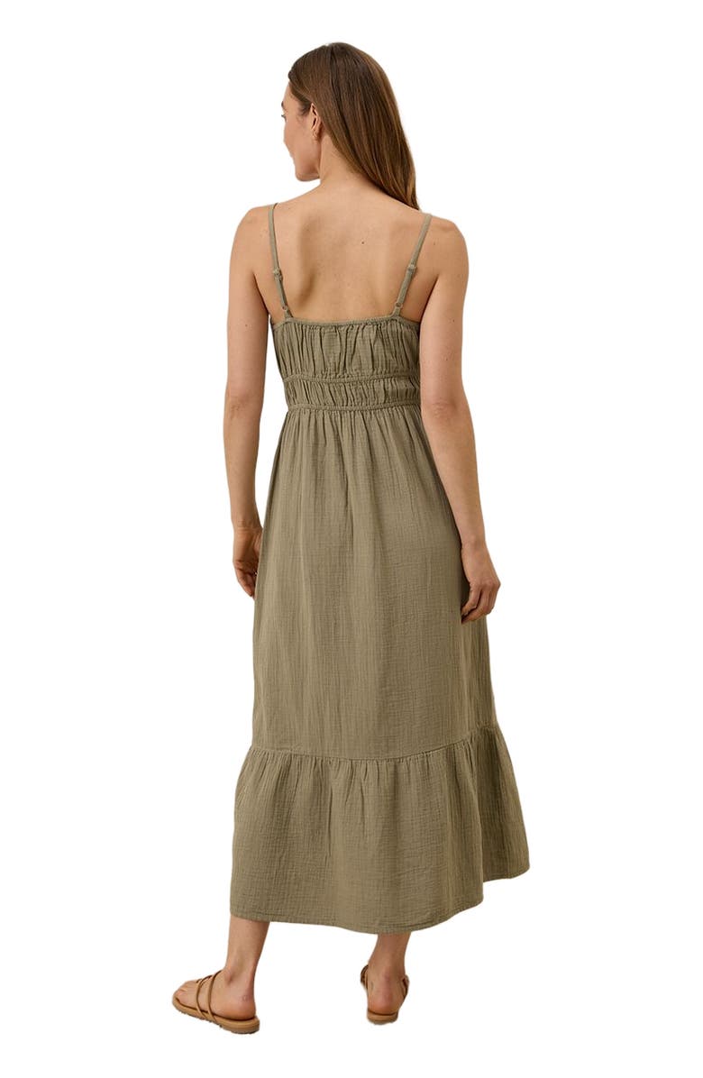 Pact Organic Cotton Coastal Double Gauze Cami Maxi Dress, Alternate, color, Khaki Green