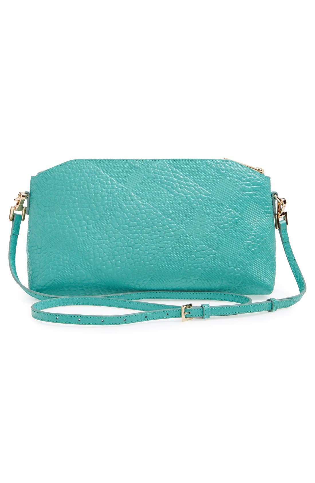 'Small Chichester' Check Embossed Leather Crossbody Bag, Alternate, color, AQUA GREEN