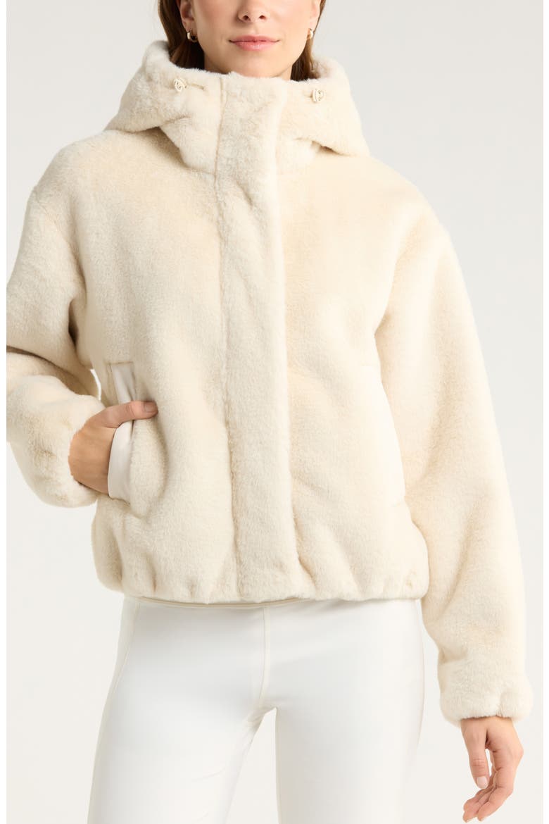 Faux Fur Hooded Jacket, Alternate, color, BEIGE SEASHORE