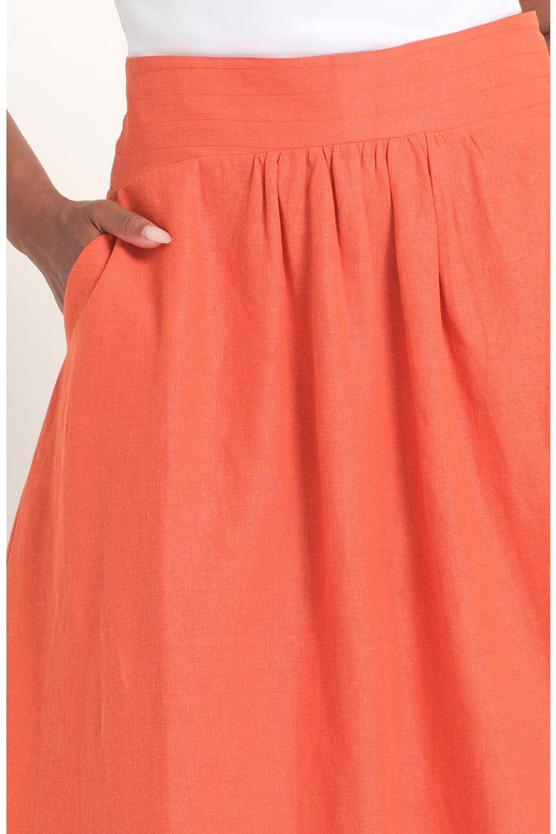 Kaia Linen Blend Skirt, Alternate, color, PERSIMMON