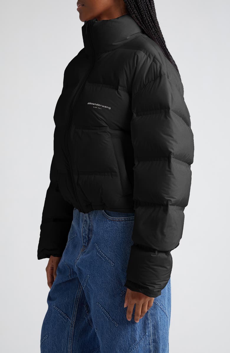 Alexander Wang Reflective Logo Crop Down Puffer Coat, Alternate, color,