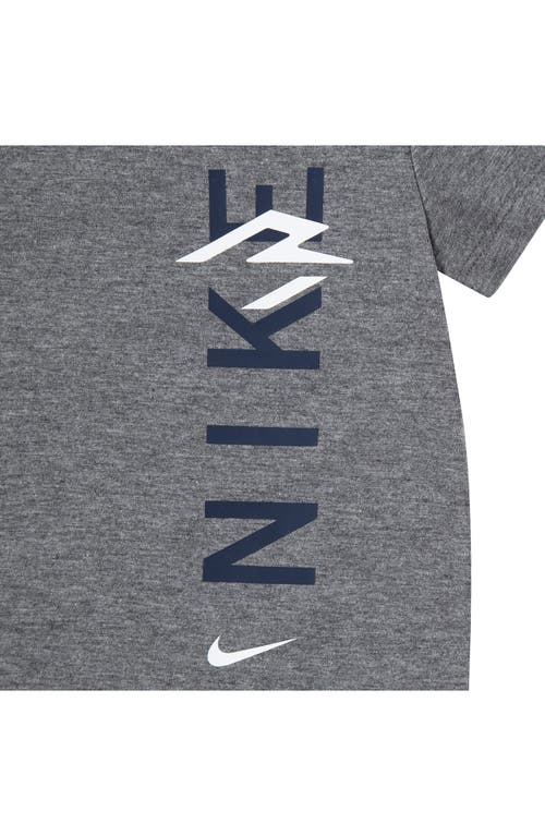 3 Brand Vertical Graphic T-shirt & Shorts Set In Gray