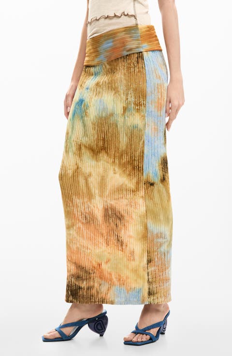 Abstract Print Midi Skirt