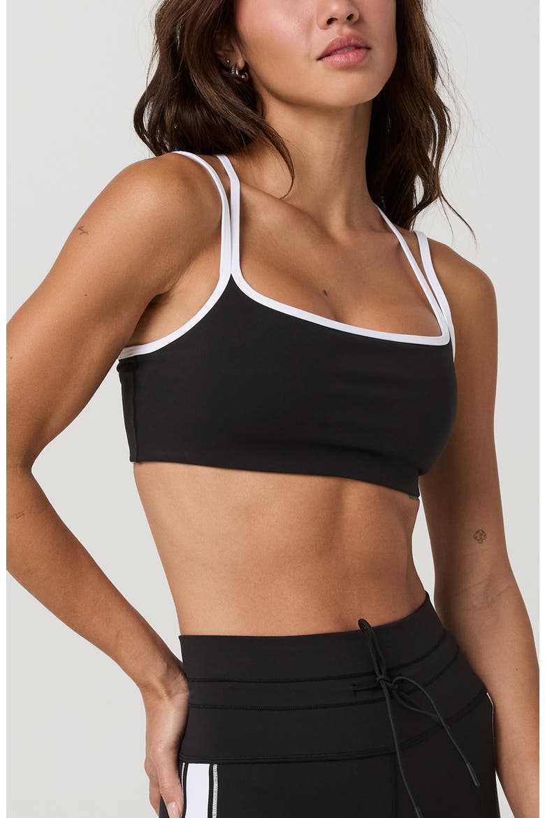 Daily Layered Square Neck Sports Bra, Alternate, color, BLACK