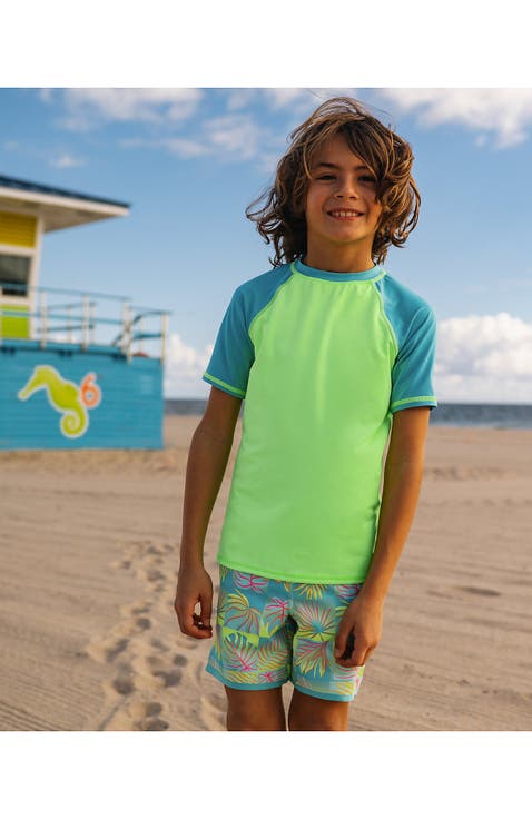 Boys Short Sleeve UPF 50 Sun Protection Rash Guard