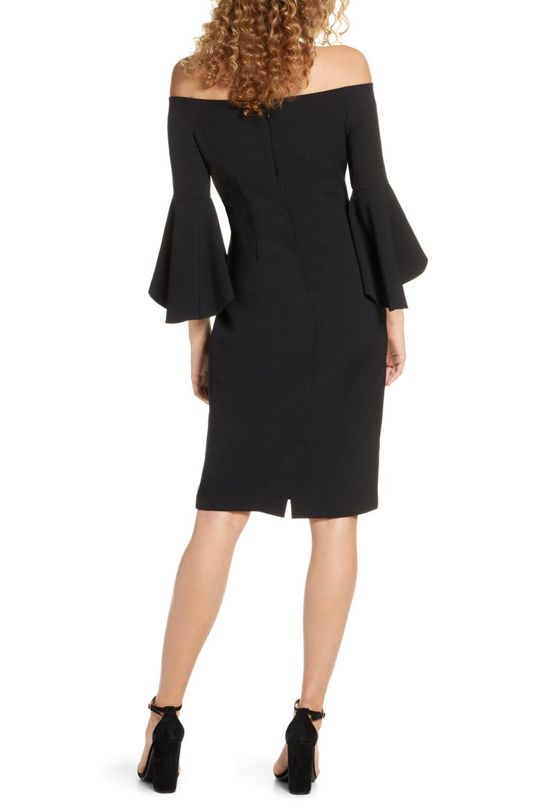 Off the Shoulder Cocktail Dress, Alternate, color, BLACK