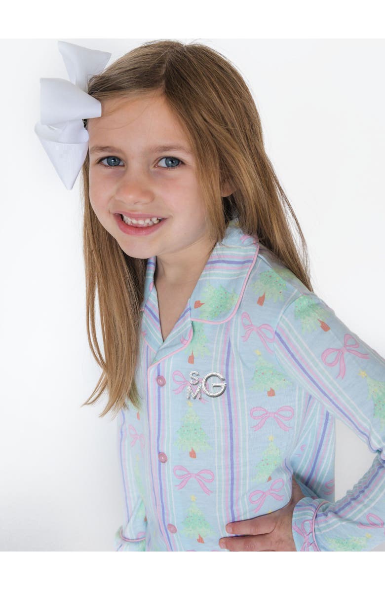 RuffleButts Holiday Ruffle Flare Pajama Set, Alternate, color, Merry Bow Dreams