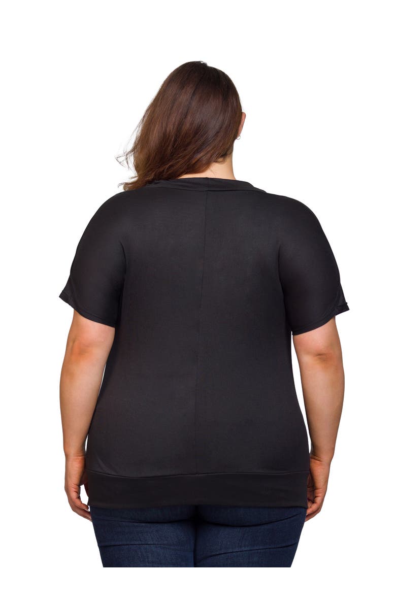 24seven Comfort Apparel Cowl Neck Short Sleeve Top with Banded Bottom, Alternate, color, Black