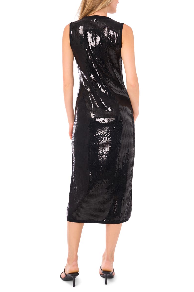 Crewneck Sleeveless Sequin Midi Dress, Alternate, color, RICH BLACK
