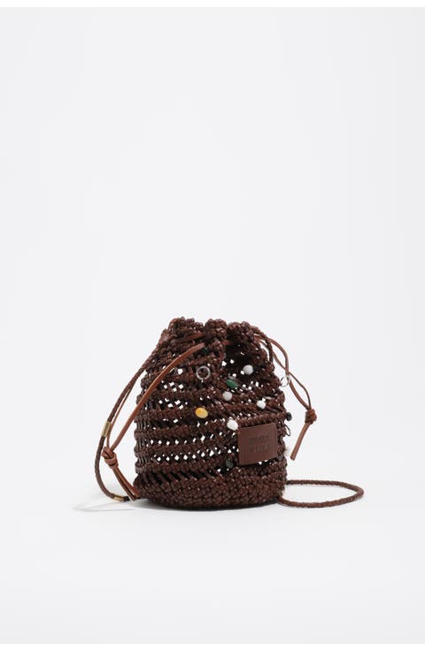 Mini Plaited Crochet Leather Bag