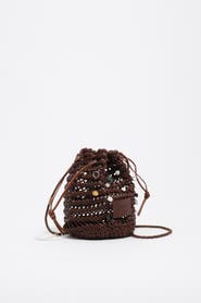 Bimba y Lola Mini Plaited Crochet Leather Bag