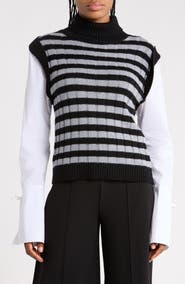 Derek Lam 10 Crosby Paola Mixed Media Cotton & Wool Sweater