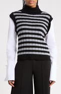 Derek Lam 10 Crosby Paola Mixed Media Cotton & Wool Sweater