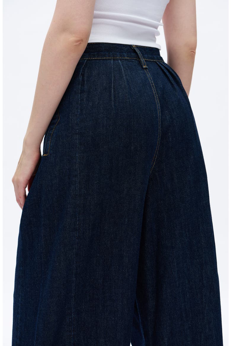 Pleated Super High Waist Ankle Wide Leg Jeans, Alternate, color, RINSE WASH