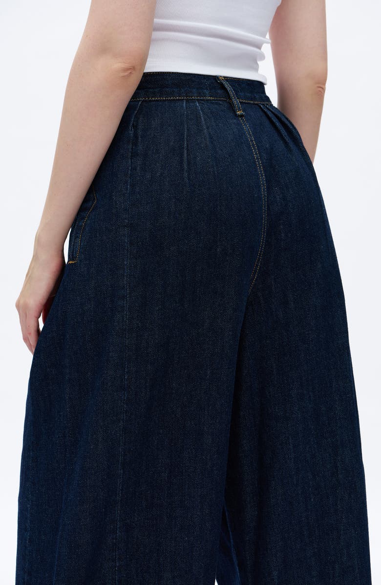 Bayeas Pleated Super High Waist Ankle Wide Leg Jeans, Alternate, color, Rinse Wash