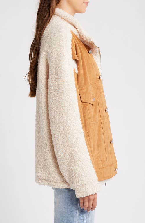Shop Blanknyc Faux Suede & Faux Shearling Trucker Jacket In Catch Me Outside