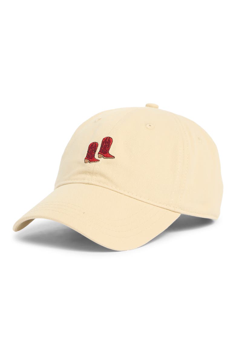 Boots Embroidered Baseball Cap, Main, color, TAN