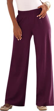Roaman's Plus Size Pull On Wide Leg Soft Knit Pant