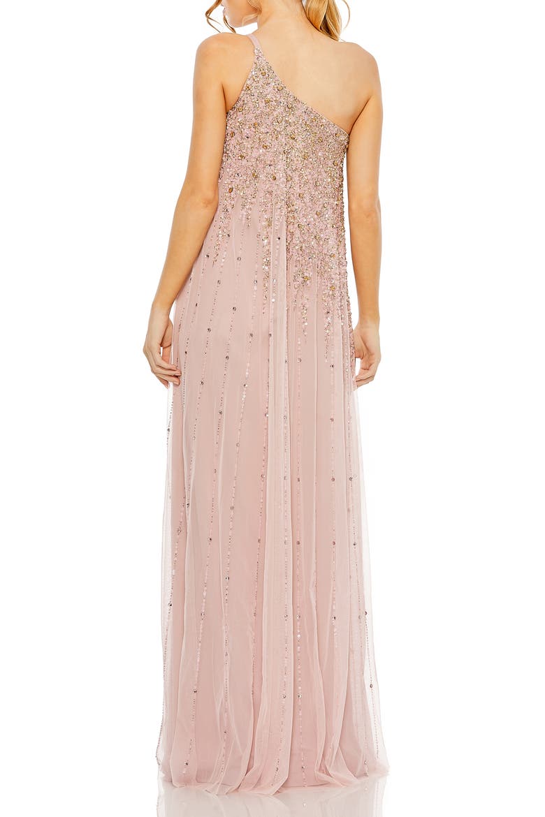 One Shoulder Embellished Trapeze A Line Gown, Alternate, color, PORCELAIN GOLD