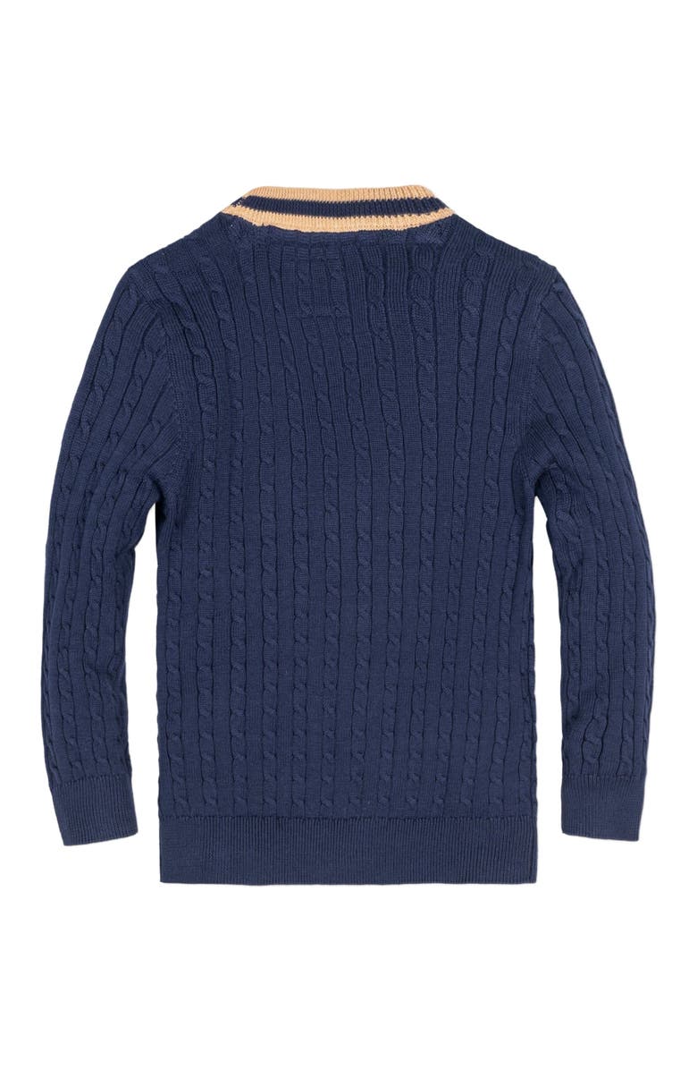 Hope & Henry Baby Boys' Organic Cable Cardigan, Infant, Alternate, color, Navy Cable With Camel