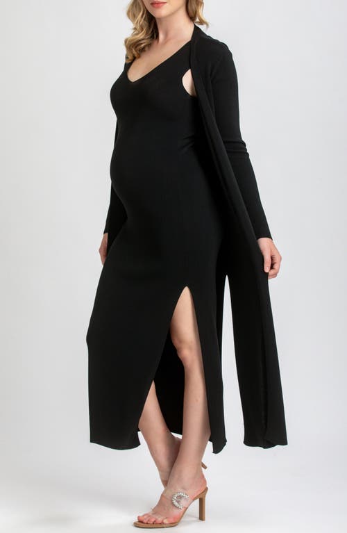 Pietro Brunelli Maternity Maternity Viscose Knit Side Slits Maxi Tulip Cardigan