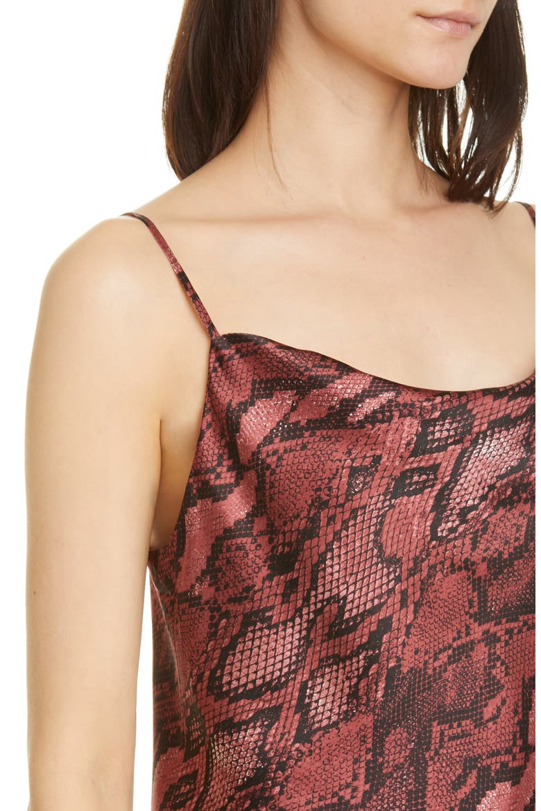 Kay Cowl Neck Python Print Silk Tank, Alternate, color, GARNET/ BLACK