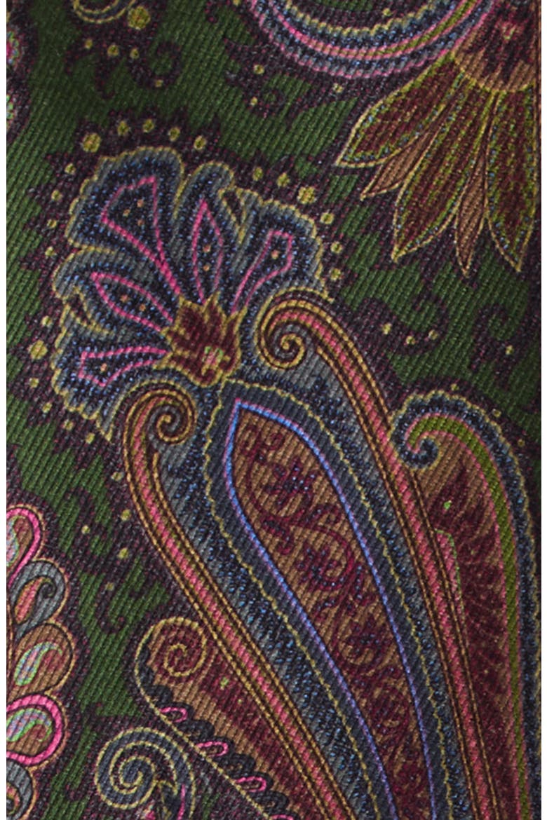 Ombré Paisley Swirl Reversible Wool Blend Cape, Alternate, color, GREEN