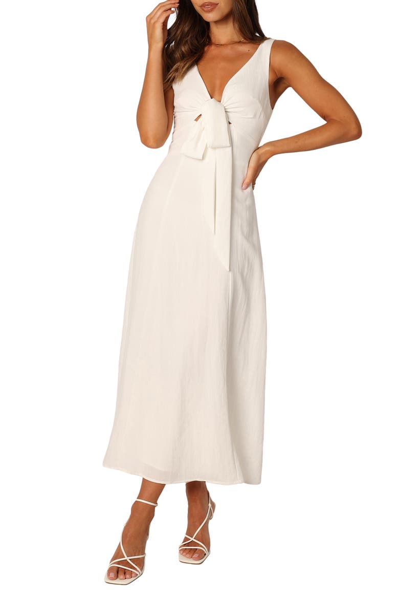 Archer Tie Front Sleeveless Dress, Main, color, WHITE