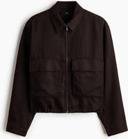 H&M Linen-blend Overshirt With Zipper