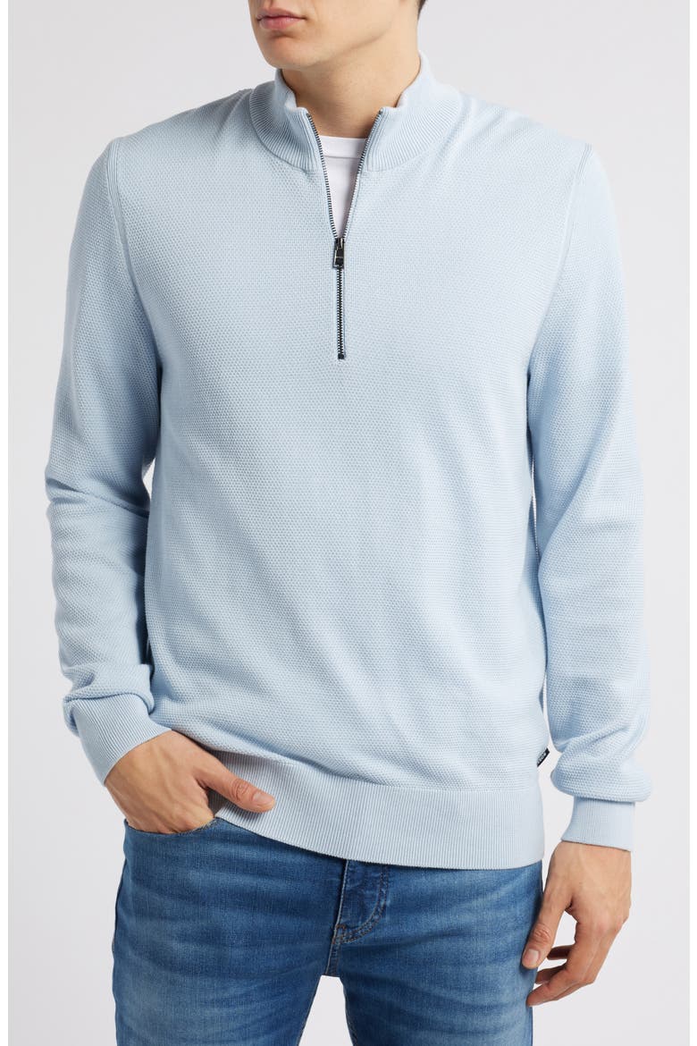 Ebrando Textured Cotton Half Zip Sweater, Main, color, LT PAST/BU