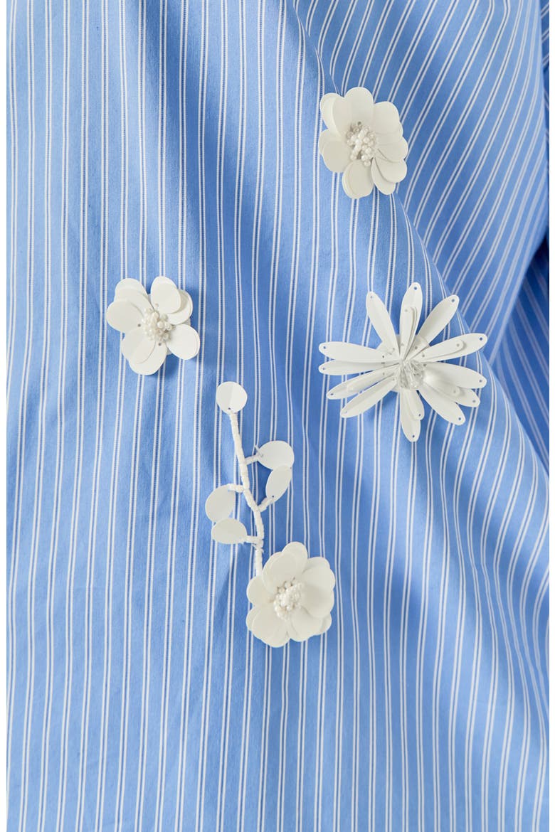 Flower Trim Striped Shirt, Alternate, color, POWDER BLUE