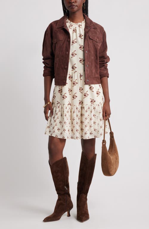 Treasure & Bond Tiered High Neck Shift Minidress In Neutral