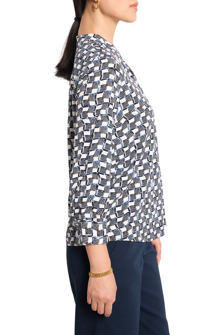 Basketweave Split Neck Shirt, Alternate, color, INDIGO MULTI