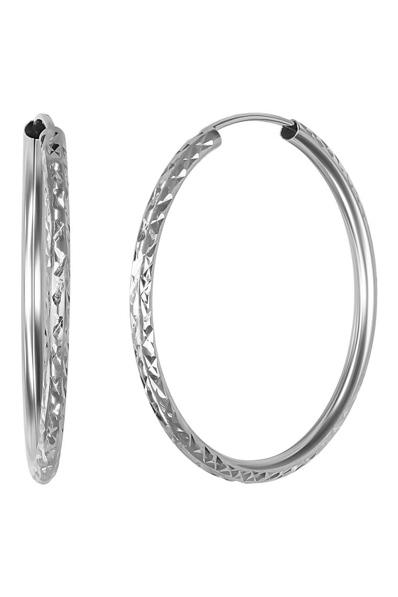 14K Hoop Earrings (Nordstrom Exclusive), Main, color, 14K WHITE GOLD