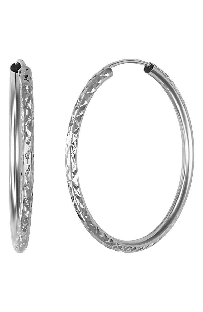 Bony Levy 14K Hoop Earrings, Main, color, 14K White Gold