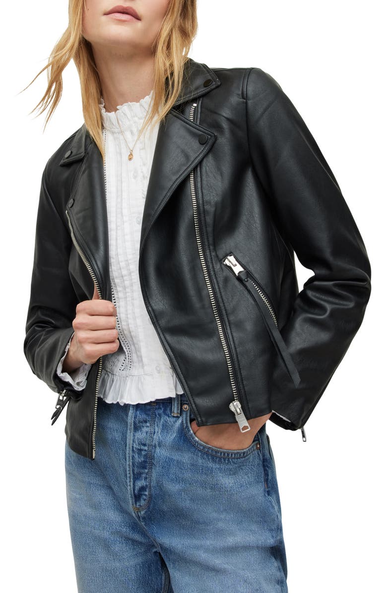 AllSaints Dalby Faux Leather Biker Jacket, Main, color, 