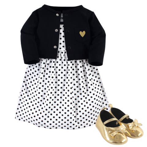 Cotton Dress, Cardigan and Shoe Set (Baby)