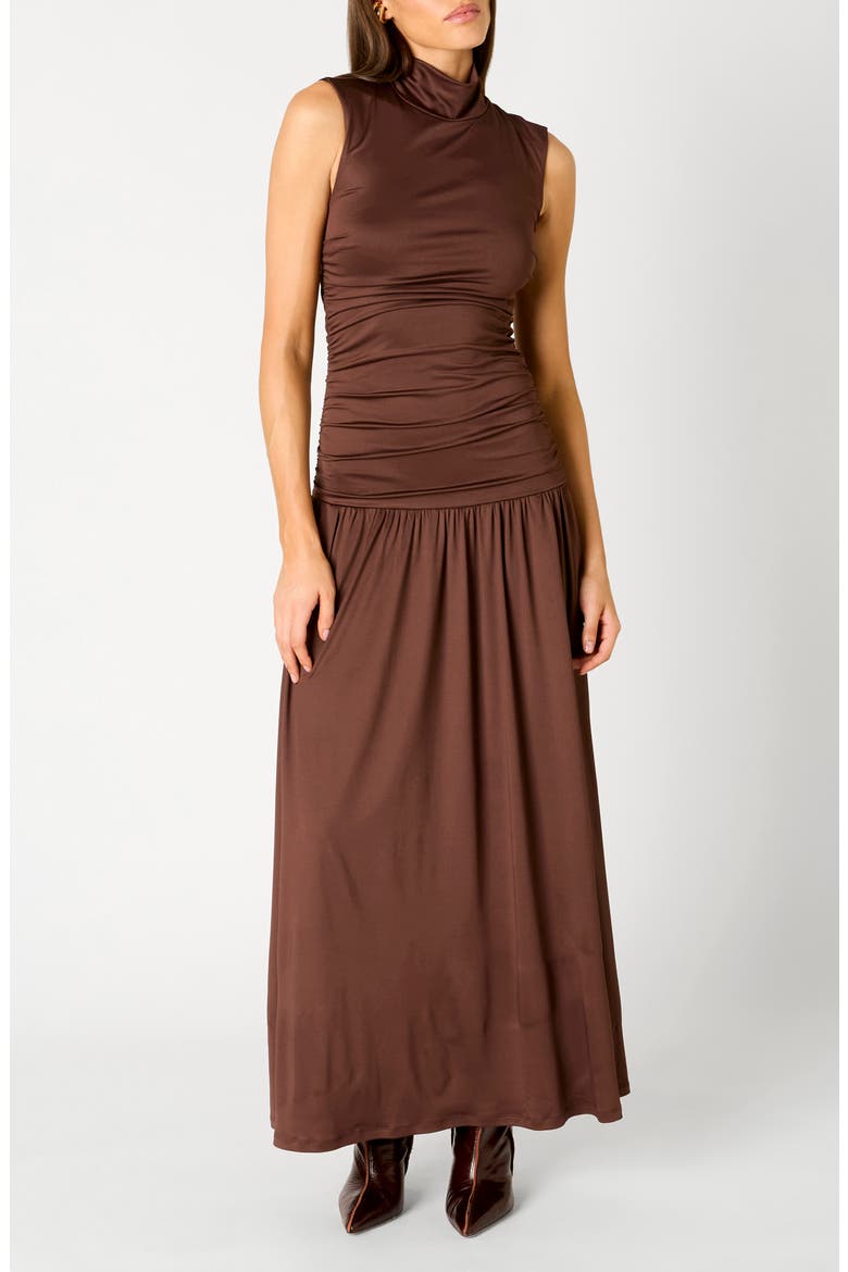 Lark Ruched Maxi Dress, Main, color, NUTSHELL