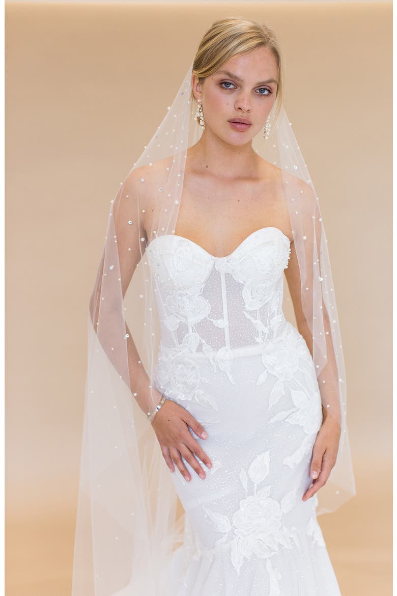 Novalie Imitation Pearl & Crystal Veil (Nordstrom Exclusive), Alternate, color, IVORY
