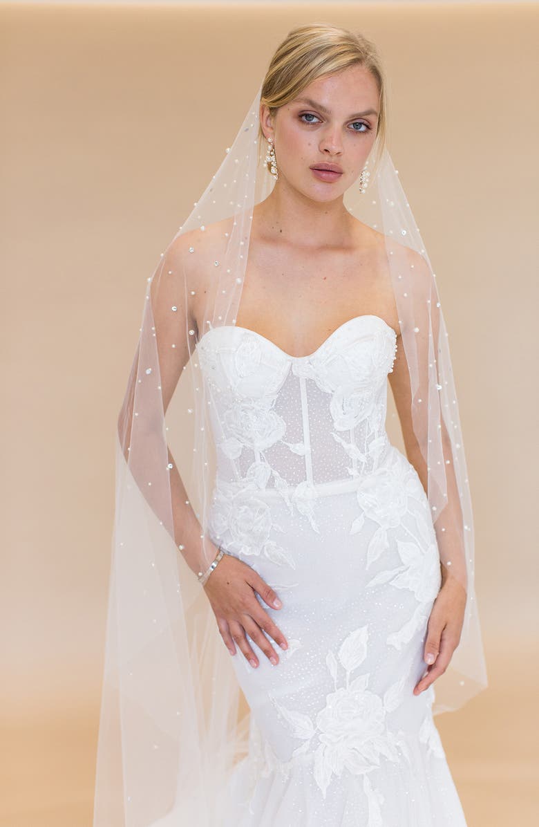 Brides & Hairpins Novalie Imitation Pearl & Crystal Veil, Alternate, color, Ivory