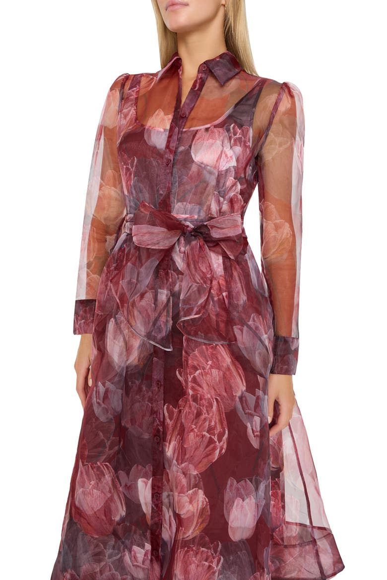 Suzie Floral Long Sleeve Midi Dress, Alternate, color, RED MULTI