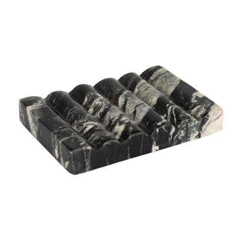 Mélange Marble Soap Dish, Black and Beige