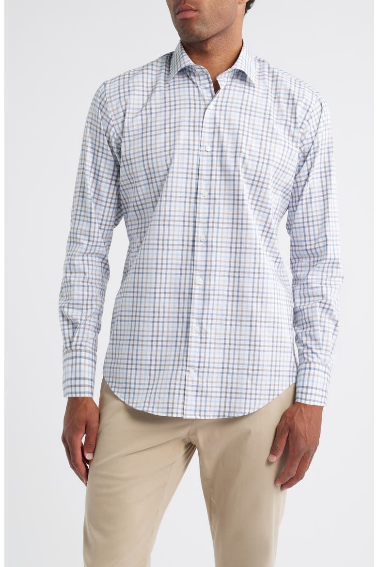 Crown Light Plaid Button-Up Shirt, Main, color, BLUE HAZE