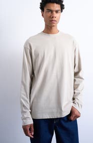 Topman Relaxed Fit Long Sleeve Cotton Rib T-Shirt
