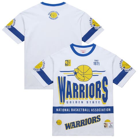 Unisex Mitchell & Ness  White Golden State Warriors Hardwood Classics Vintage Team Origins Premium T-Shirt