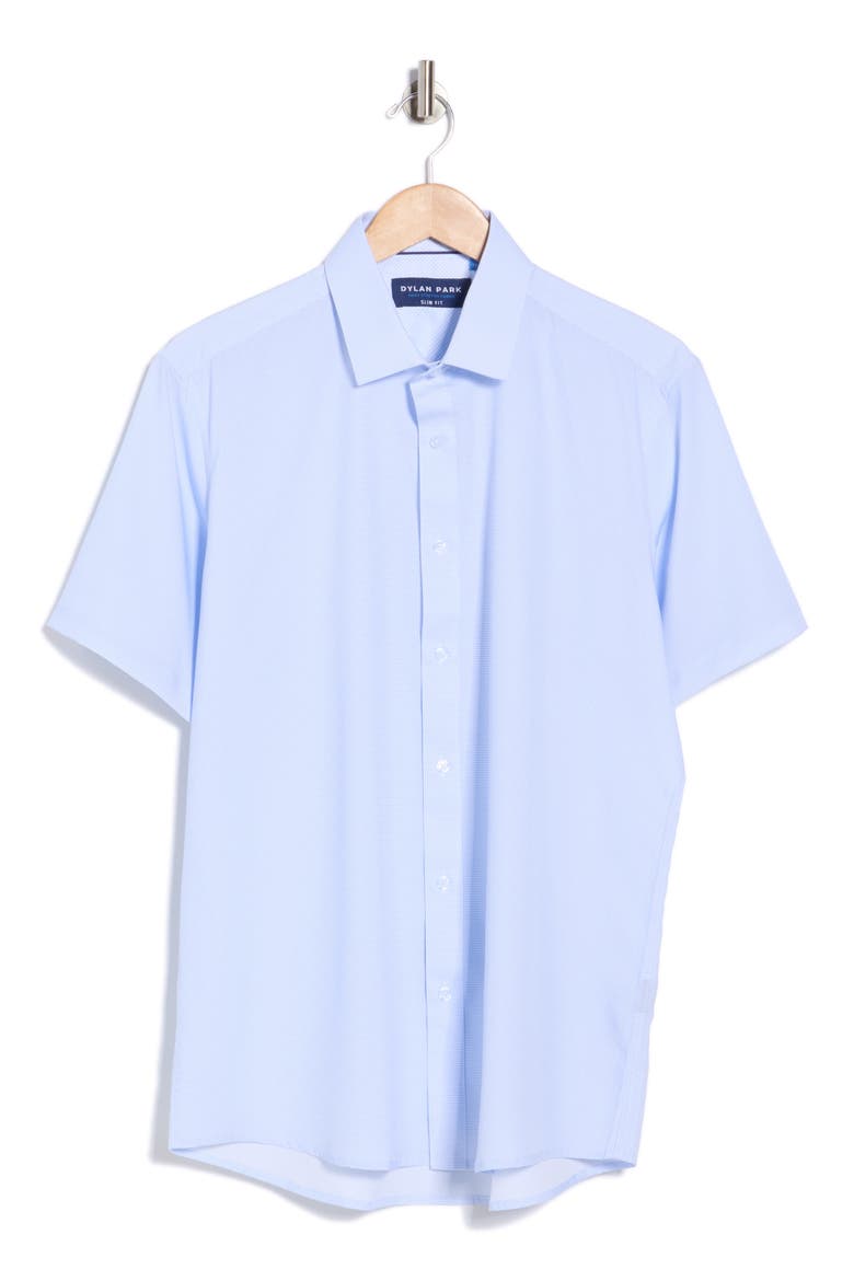 Slim Fit Perfect Stretch Long Sleeve Button Down Shirt, Main, color, BLUE GEO