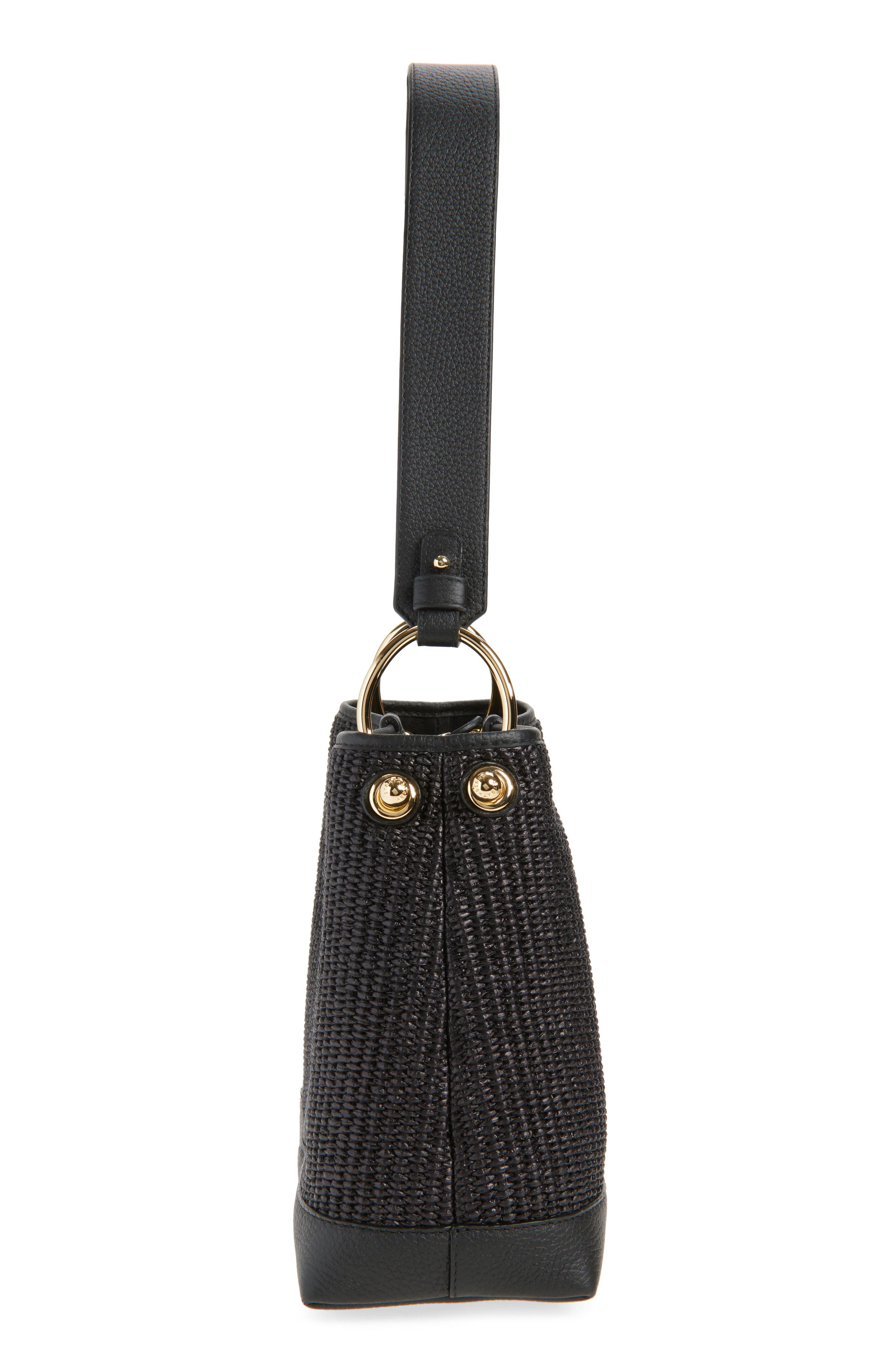 Strathberry Lana Black Raffia Hobo Bag, Alternate, color, Black